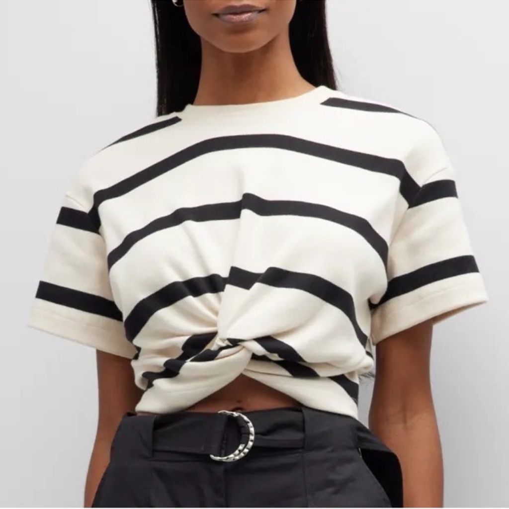 Tanya Taylor Zola Striped Twisted-Hem Top